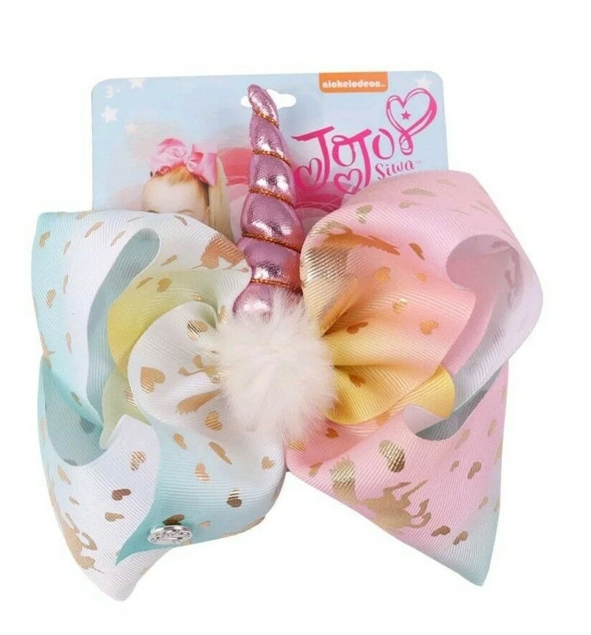 Lazo JoJo grande unicornio moño de pelo con clip de cocodrilo para sujeción segura NUEVO Foto 1 de 3