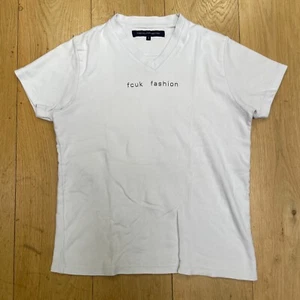 Womens FCUK French Connection T Shirt S Small V Neck Y2K Short Sleeve Retro Top - Picture 1 of 14