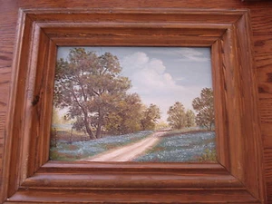 SCHÖNES ÖLGEMÄLDE OKLAHOMA TEXAS KÜNSTLER JO ANNE HART BLUEBONNETS von 1983  - Bild 1 von 4