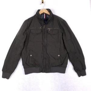 Tommy Hilfiger Bomber Giacca Verde Oliva Utility Zip Tasche Uomo Taglia M - Foto 1 di 13