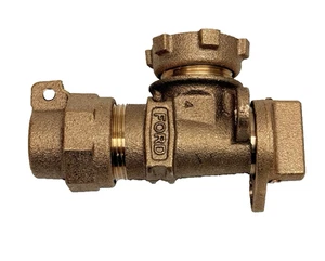 AV94-324W-NL Ford 1 x 3/4" CTS Compression x Meter Angle Supply Stop Key Valve - Picture 1 of 8