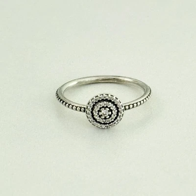 Pandora 925 Sterling Silver Radiant Elegant Sparkle Clear CZ Halo Ring Size 7 - Image 1 of 4