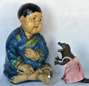 Vintage Chalkware asiatischer Junge Figur 10" Esther Hunt Ära unbekannt - Bild 1 von 7