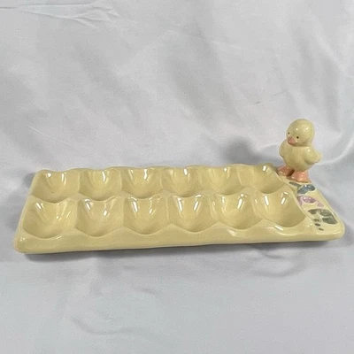 Bunnies By The Bay Deviled Egg Tray 12 Slot Ceramic Duck Chick Easter - Image 1 of 4