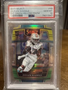 2021 Select #48 Jaylen Waddle D/C Green/Yellow Prizm PSA 10 Rookie - Bild 1 von 1