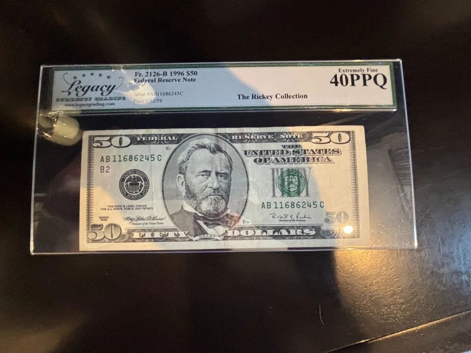 DBR 1996 $50 FRN New York Fr. 2126-B Legacy XF-40 PPQ Serial AB11686245C - Image 1 of 2