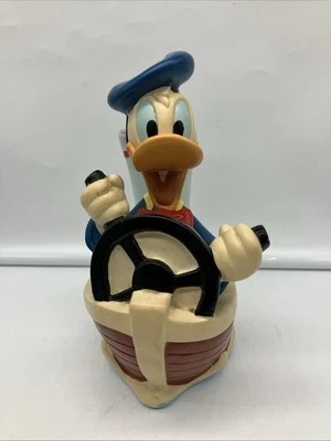 Donald Duck Just Toys Inc. collectible Walt Disney coin bank rubber with stopper - Image 1 of 4