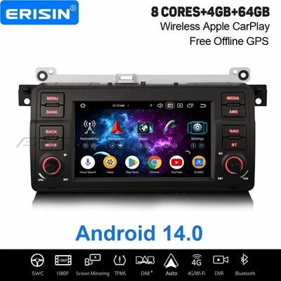 8-Kern Android 14 Autoradio BMW 3er E46 Rover75 MG ZT Navi DAB+ Carplay DSP 64GB - Bild 1 von 4
