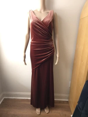 Revelry Velvet Gown Sz 8 Terracotta Brown/Rust Bridesmaid Formal Evening Dress - Image 1 of 4