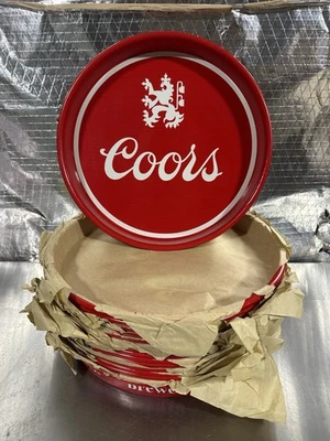 New Old Stock Vintage Coors Beer Red 13” Round Metal Serving Tray - Image 1 of 4