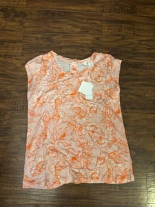 Blusa Top Cynthia Rowley 100% Lino Manga Corta Naranja Talla:S - Imagen 1 de 7