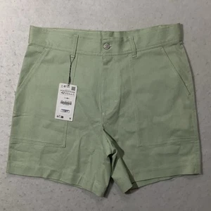 Zara Shorts Green Size 32 High Rise Bermuda Womens 34 Waist 6” Inseam New - Picture 1 of 9