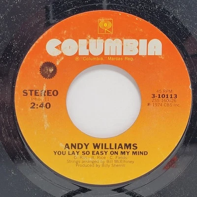 Andy Williams Cry Softly / You Lay So 7" 45rpm M- Vinyl 70's Record 45 - Image 1 of 2