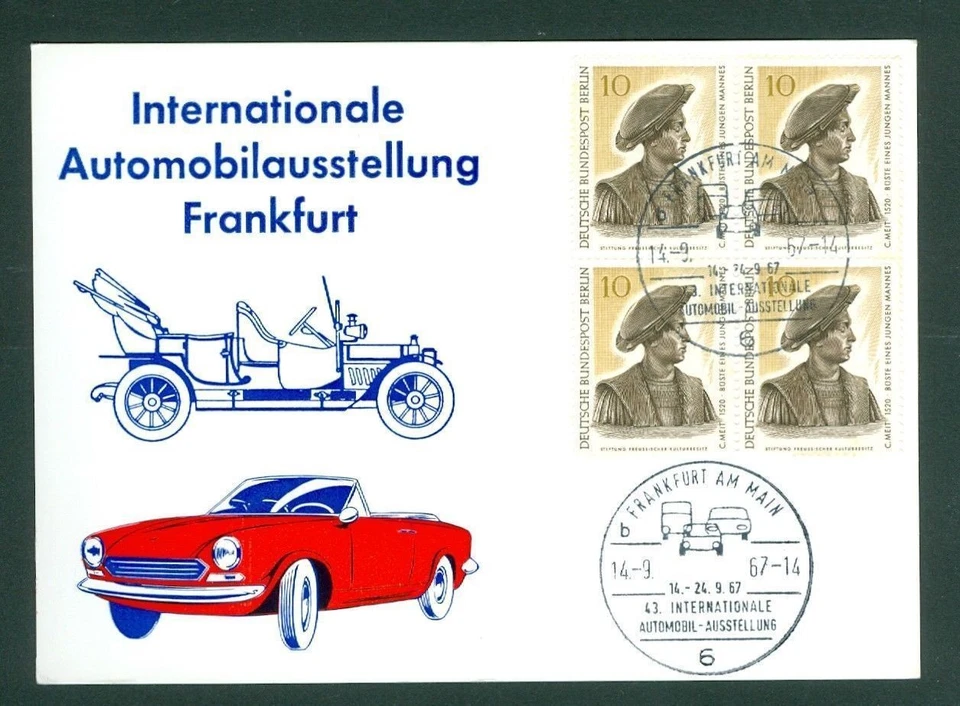 Germany Berlin.Card 1967 Internat. Automobilausstellung. 4-Block .Scott # 9N256 - Image 1 of 1