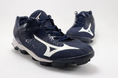 Botines de béisbol moldeados Mizuno para hombre talla 8,5, azul marino y blanco, con cordones Foto 1 de 4