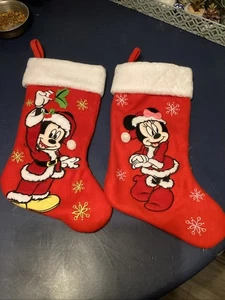 Disney Mickey& Minnie Mouse Stocking Christmas Red Stocking By Ruz - Picture 1 of 5