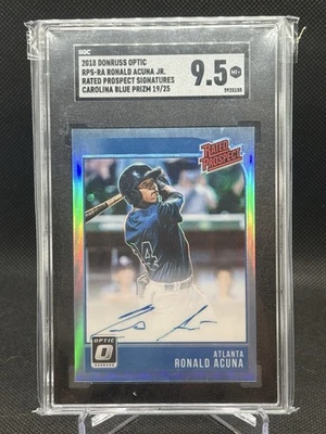 2018 Donruss Optic Ronald Acuna Jr Carolina Blue Prospects Auto #/25 Sg 9.5 - Image 1 of 2