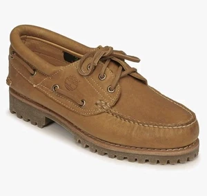 sz 10M - Men's Timberland® Authentics 3-Eye Boat Shoe Wheat Nubuck - Picture 1 of 6