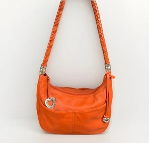 Brighton Barbados Hobo Orange Pebbled Leder Schultertasche Handtasche & Staubbeutel - Bild 1 von 17