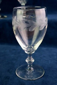 Rare Rock Sharpe GARLAND Grey Cut Leaf Wreath Water Goblet (s) Glasses 6 1/8 " - Picture 1 of 5