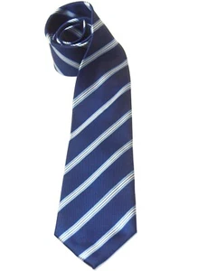 Umo Lorenzo Men's Necktie Tie Blue Striped Hand Made 3.25"W x 58.5"L - Picture 1 of 6