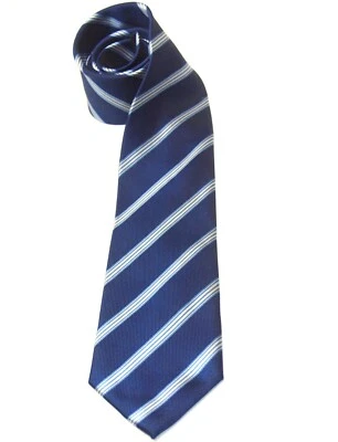 Corbata para hombre Umo Lorenzo corbata azul a rayas hecha a mano 3,25" W x 58,5" L Foto 1 de 4