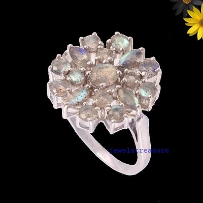 Natürlich Labradorite Steine 925 Sterlingsilber Ring #J2444 - Bild 1 von 4