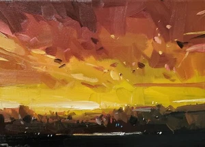 JOSE TRUJILLO Oil Painting IMPRESSIONISM Collectible ORIGINAL Landscape Sunset - Picture 1 of 6