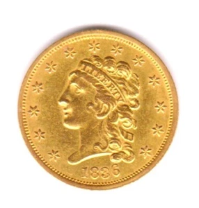 1836 2,50 $ Gold Classic Head Quarter Eagle AU++ Excellent Eye Appeal Mint Luster - Bild 1 von 2