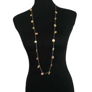 Premier Designs Disc Charm Necklace Gold Tone Long Versatile 40 Inch - Picture 1 of 5