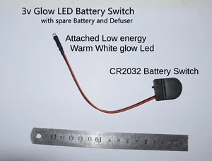 MINIATUR MICRO G HO O OO N 3V BATTERIE DC SCHALTER BELEUCHTUNG LED EINGEBAUT - Bild 1 von 2