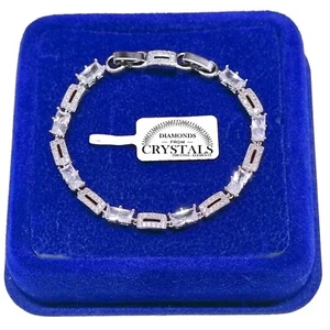 Bracciale Tennis Rombo 5mm pl. oro Bianco 18k con cristalli Zirconi B26 - Foto 1 di 6