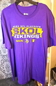 Team Apparel-Men's Purple 2024 NFL Playoff Minnesota Vikings shirt size L - Picture 1 of 5