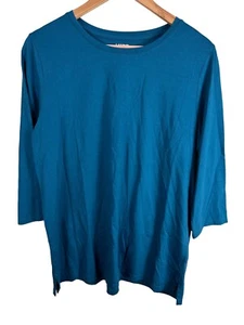 Lands' End Damen Deep Teal Blue Langarmshirt Relaxed Fit Medium Petite - Bild 1 von 11