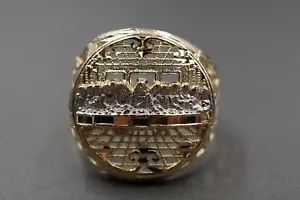 Anillo redondo de dos tonos corte de diamantes de última cena de oro amarillo liso de 10 K de 0,8". Talla 11 - Imagen 1 de 9