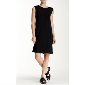 Helmut Lang Dress Faint Drop Fold Shift Dress Black Size Small - Picture 1 of 7