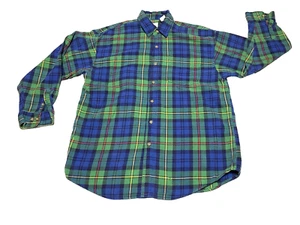 Vintage Gap Kids Plaid Blue & Green Long Sleeve Button up Flannel Size XXL - Picture 1 of 10