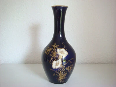 Limburg Echt Dom-Keramik Vase Kobaltblau / Goldbemalung Retro Vintage 60er - Bild 1 von 4