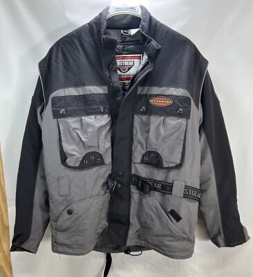 First Gear Hypertex Men L Motorcycle Black Padded Riding Jacket Straps - Image 1 of 4