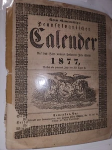 (G19) Original 1877 "Pennsylvania Dutch Farmer's Almanac", Complete - Picture 1 of 1