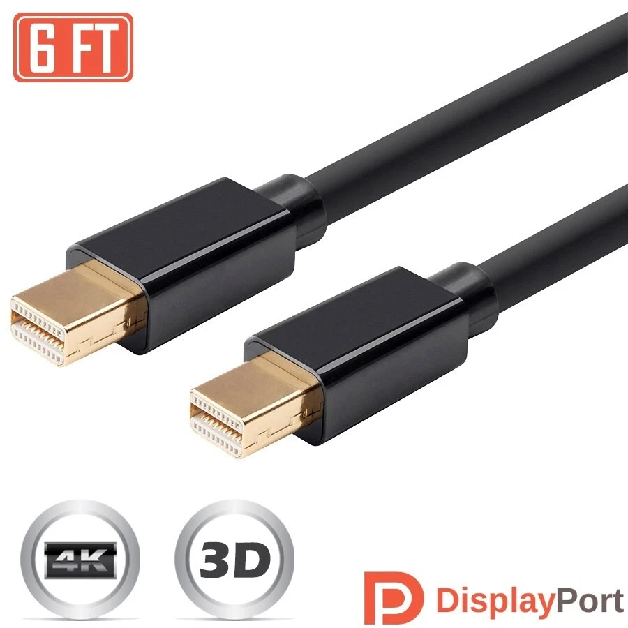 6FT Mini DisplayPort DP 1.2 Male to Male Cable 4K 3D 1080p iMac MacBook Pro Air - Image 1 of 4