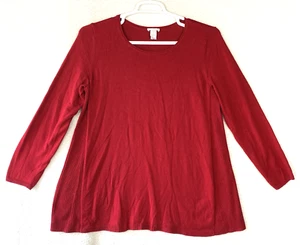 J. Jill Tunic Womens Large Petite Knit Red Relax fit Long Sleeve Stretch Casual - Picture 1 of 18