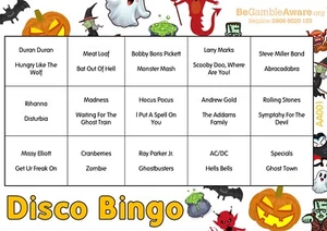 Fun Music Game Disco Bingo - Hallowe’en Theme 250 Tickets - Picture 1 of 3