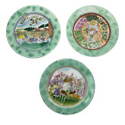 MICHAEL SPARKS S/3 Hand Painted Dessert Plates In The Garden Zrike Company NEW