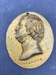 Benjamin Franklin Brass Metal Medal France Medal Apx 38g Bust Portrate - Picture 1 of 14