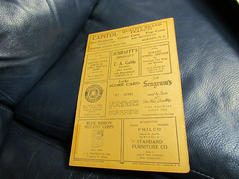 Albany Senators 1947 program score card Autographed signed - Image 1 of 4