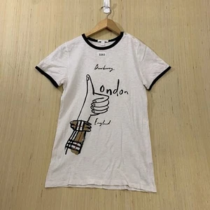 Burberry Children Shirt Youth 14 White Short Sleeve Girl’s Graphic Print Button - Picture 1 of 18
