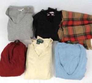 Lot of 5 Sweaters + 1 Scarf Wool for Crafts Repair Recycle Repurpose Upcycle - Picture 1 of 2