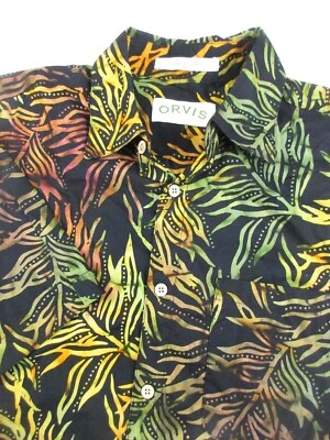 Mens Medium Orvis Cotton hawaiian shirt black - Image 1 of 4