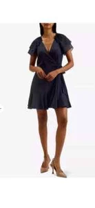Ted Baker Engelsärmel Wickelkleid Gr. 1 / 8 UK Navy Blau Chiffon - Bild 1 von 8